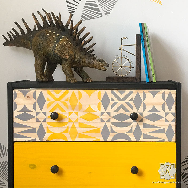 Opposites Attract Modern Tribal Tile Stencil