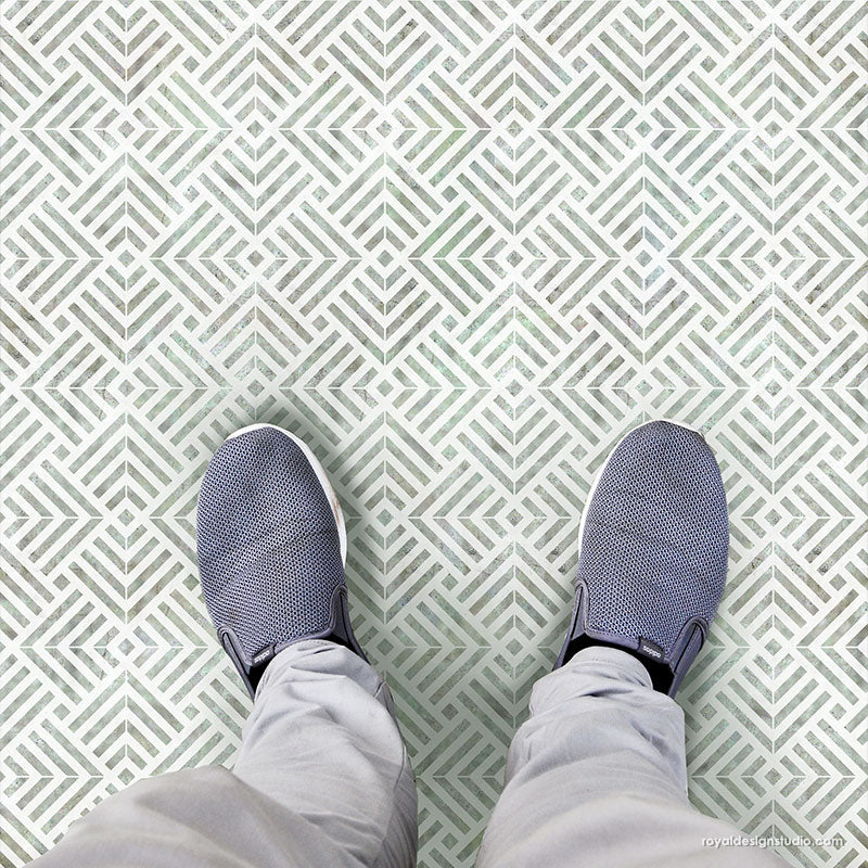 Illusion Tile Furniture Stencil