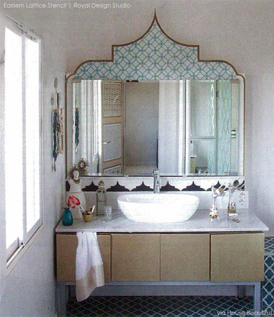 Eastern Lattice Furniture Stencil