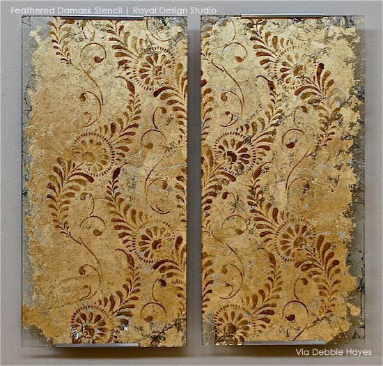 Feathered Damask Wall Stencil
