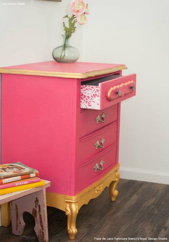 Fleur de Lace Furniture Stencil
