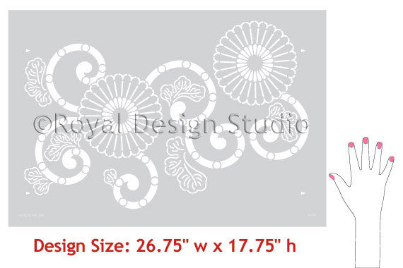 Kyoto Allover Flower Wall Stencil