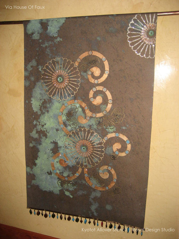Kyoto Allover Flower Wall Stencil
