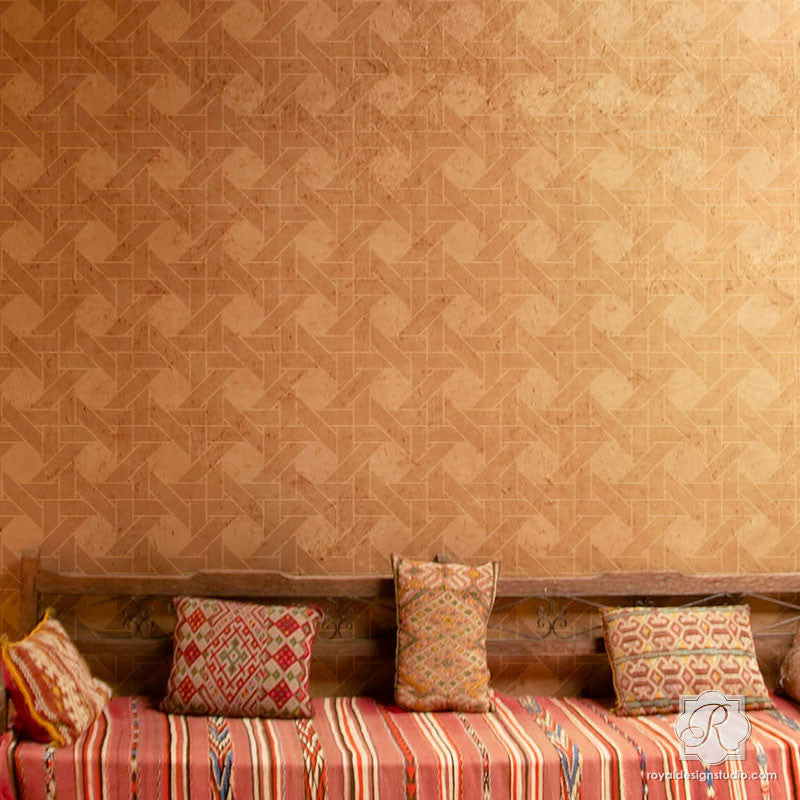 Interwoven Basketweave Wall Stencil