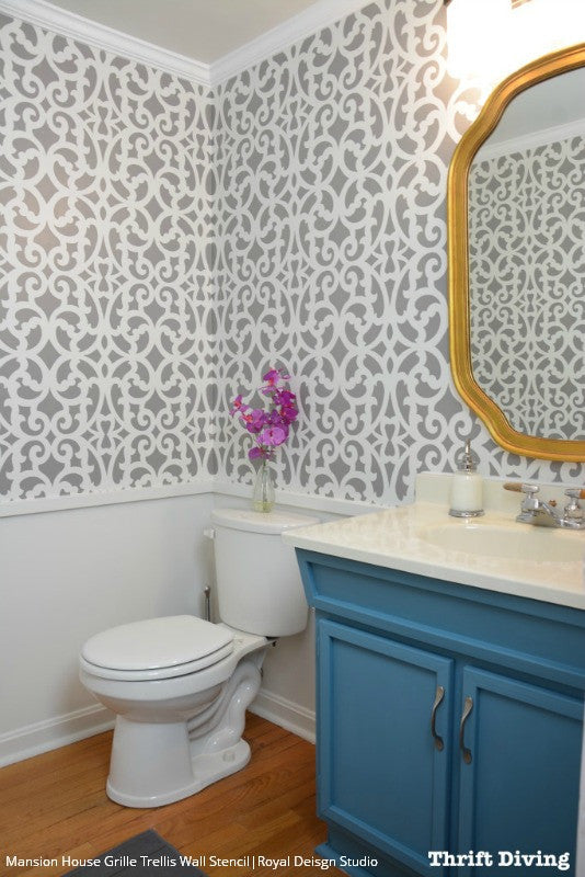 Mansion House Grille Trellis Wall Stencil