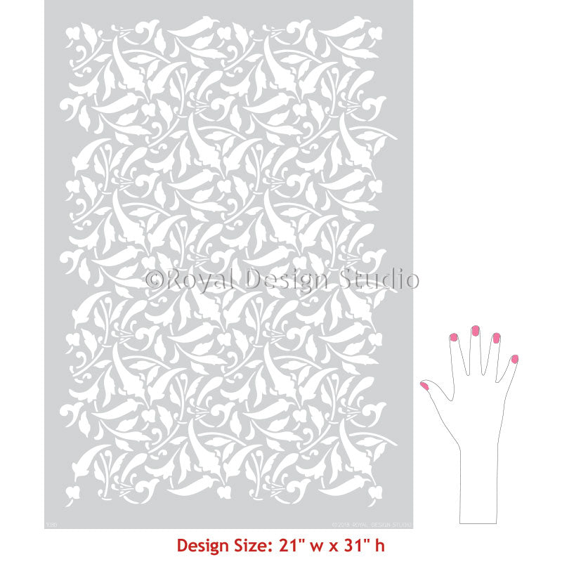 Interlacing Leaves Allover Stencil