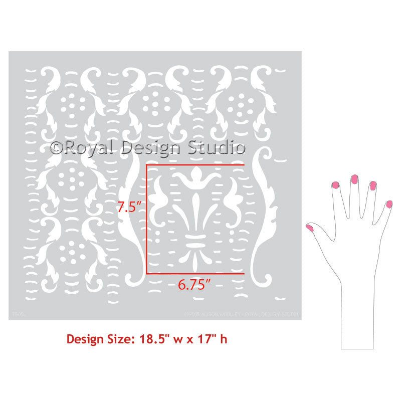 Trinita Alison Woolley Damask Wall Stencil