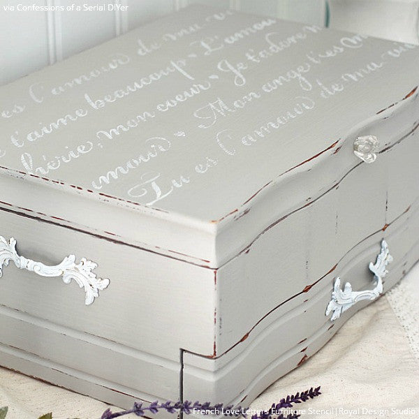 French Love Letters Furniture Stencil