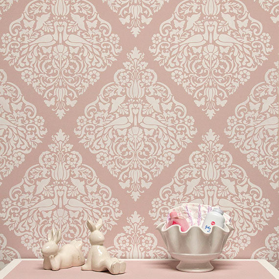 Love Birds Lace Damask Stencil