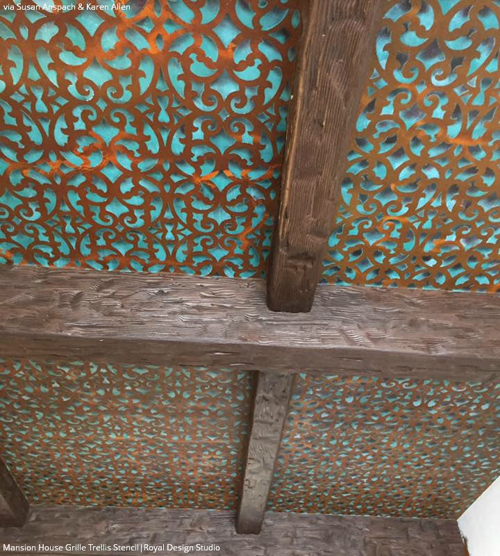 Mansion House Grille Trellis Wall Stencil