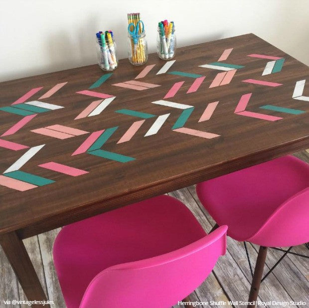 Herringbone Shuffle Wall Stencil