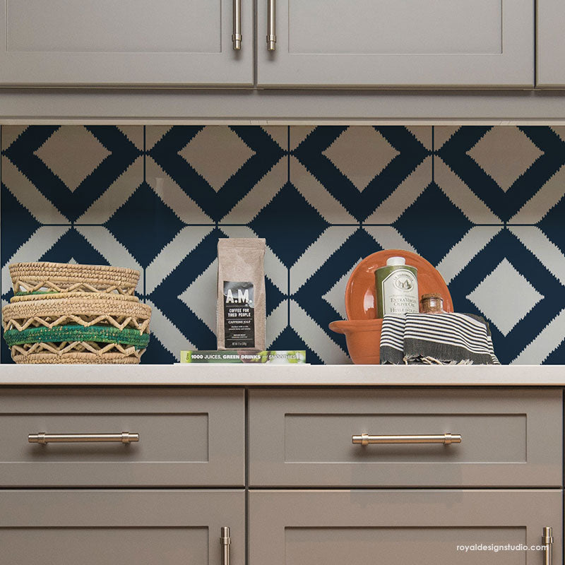 Bird's Eye Ikat Tile Stencil