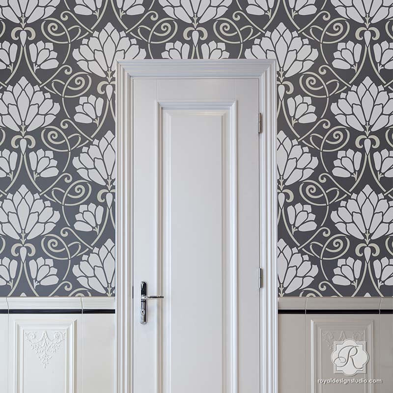 Lotus Paradise Floral Wall Stencil