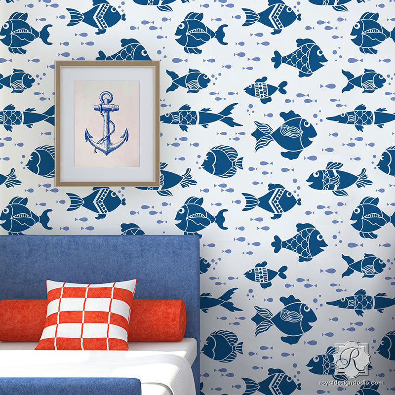 Fish Tales Wall Stencil