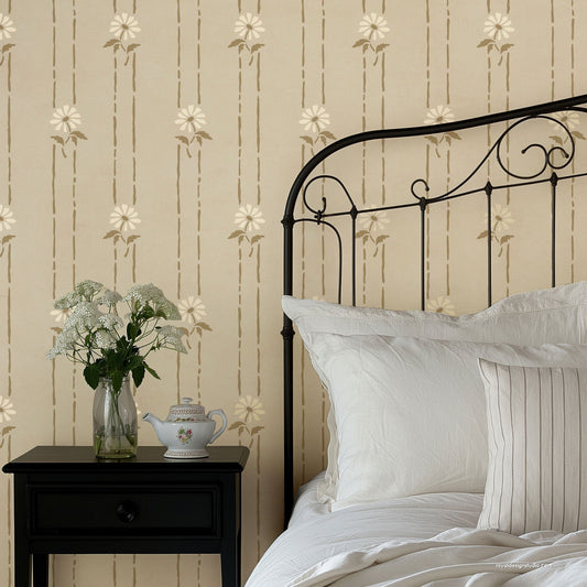 Petite Floral Stripe Wall Stencil
