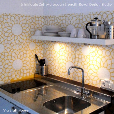 Intricate Zelij Moroccan Furniture Stencil