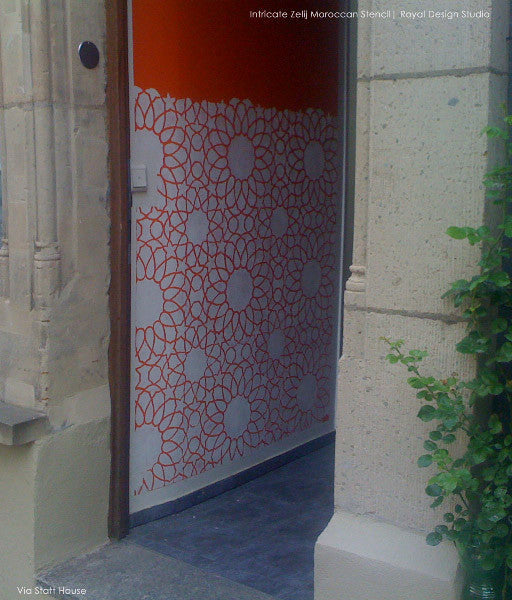 Intricate Zelij Moroccan Furniture Stencil