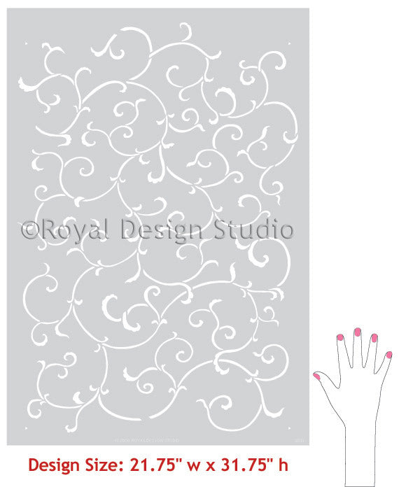 Oriental Vine Allover Wall Stencil