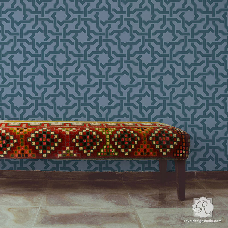 Woven Star Moroccan Wall Stencil