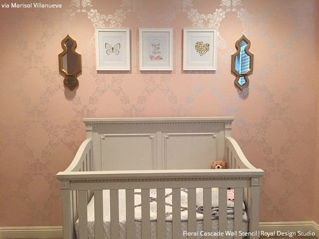 Floral Cascade Damask Wall Stencil