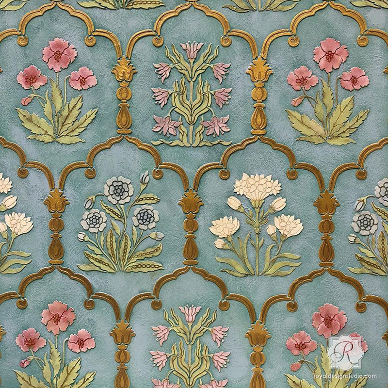 Majorelle Floral Trellis Wall Stencil