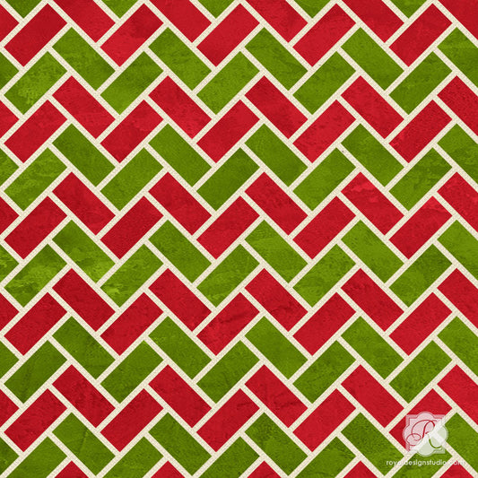 Zig Zag Tiles Moroccan Christmas Stencil